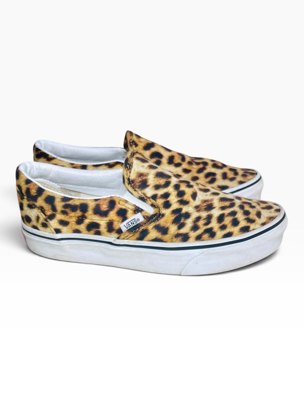 Vans Leopard Animal Print Canvas Shoes Slip On Classic Sneakers Unisex 7.5 Wmn